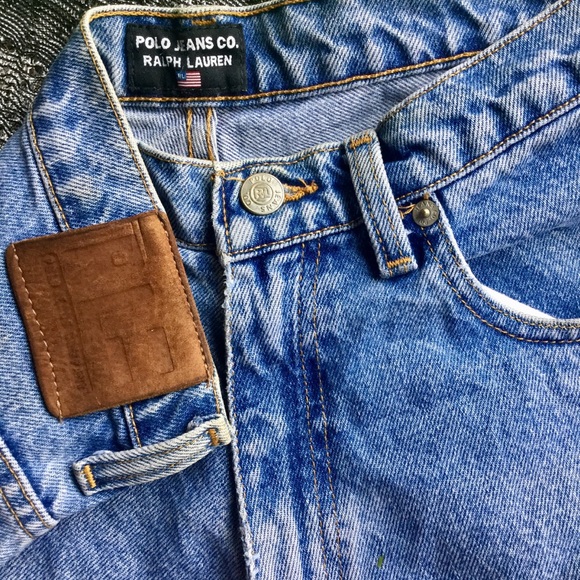 πΊπΈ Denim JEAN UniSex Shorts POLO RALPH LAUREN BANNER Vintage 90's - Picture 4 of 16